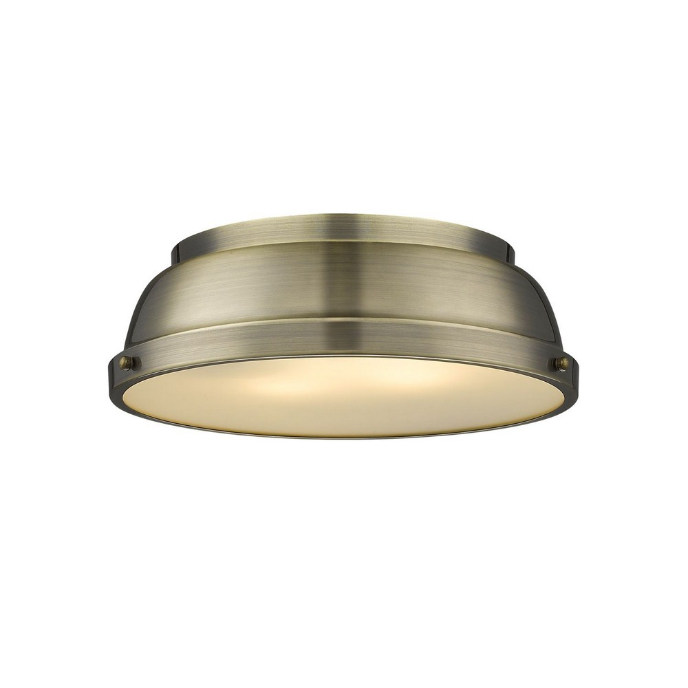 Golden Lighting-3602-14 AB-AB-Duncan - 2 Light Flush Mount in Classic style - 4.25 Inches high by 14 Inches wide Aged Brass Aged Brass Aged Brass Finish